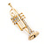 Gold Tone Clear Crystal Musical Instrument Trumpet Brooch - 48mm L - view 5