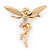 Gold Tone Clear Crystal 'Fairy' Brooch - 45mm L