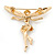 Gold Tone Clear Crystal 'Fairy' Brooch - 45mm L - view 3