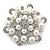 Bridal Glass Pearl, Clear Crystal Flower Brooch In Rhodium Plating - 45mm D - view 2