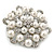 Bridal Glass Pearl, Clear Crystal Flower Brooch In Rhodium Plating - 45mm D - view 4
