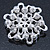 Bridal Glass Pearl, Clear Crystal Flower Brooch In Rhodium Plating - 45mm D - view 5