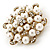 Bridal Glass Pearl, Clear Crystal Flower Brooch In Gold Plating - 45mm D - view 5