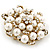 Bridal Glass Pearl, Clear Crystal Flower Brooch In Gold Plating - 45mm D - view 6