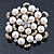 Bridal Glass Pearl, Clear Crystal Flower Brooch In Gold Plating - 45mm D