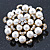 Bridal Glass Pearl, Clear Crystal Flower Brooch In Gold Plating - 45mm D - view 3