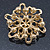 Bridal Glass Pearl, Clear Crystal Flower Brooch In Gold Plating - 45mm D - view 4
