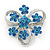 3 Petal Light Blue Crystal Flower Brooch In Rhodium Plating - 40mm Across - view 6