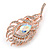 Exquisite Clear/ AB Crystal Feather Brooch/ Hair Clip In Rose Gold Metal - 80mm L - view 7
