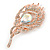 Exquisite Clear/ AB Crystal Feather Brooch/ Hair Clip In Rose Gold Metal - 80mm L - view 9