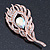 Exquisite Clear/ AB Crystal Feather Brooch/ Hair Clip In Rose Gold Metal - 80mm L - view 2