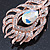 Exquisite Clear/ AB Crystal Feather Brooch/ Hair Clip In Rose Gold Metal - 80mm L - view 4