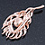 Exquisite Clear/ AB Crystal Feather Brooch/ Hair Clip In Rose Gold Metal - 80mm L - view 5