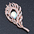 Exquisite Clear/ AB Crystal Feather Brooch/ Hair Clip In Rose Gold Metal - 80mm L - view 11