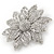 Bridal Clear Austrian Crystal Flower Brooch In Rhodium Plating - 50mm Diameter - view 6