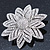 Bridal Clear Austrian Crystal Flower Brooch In Rhodium Plating - 50mm Diameter - view 2