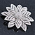 Bridal Clear Austrian Crystal Flower Brooch In Rhodium Plating - 50mm Diameter - view 3