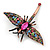 Vintage Inspired Multicoloured Austrian Crystal Dragonfly Brooch In Bronze Tone - 60mm Across - view 5