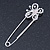 Rhodium Plated Clear Crystal Butterfly Safety Pin Brooch - 85mm L - view 5