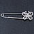 Rhodium Plated Clear Crystal Butterfly Safety Pin Brooch - 85mm L - view 4
