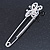 Rhodium Plated Clear Crystal Butterfly Safety Pin Brooch - 85mm L - view 7