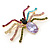 Multicoloured Austrian Crystal Spider Brooch In Gold Tone - 63mm W - view 6