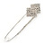 Clear Crystal Double Square Safety Pin Brooch In Rhodium Plating - 80mm L - view 2