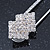 Clear Crystal Double Square Safety Pin Brooch In Rhodium Plating - 80mm L - view 3