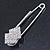 Clear Crystal Double Square Safety Pin Brooch In Rhodium Plating - 80mm L - view 6