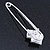 Clear Crystal Double Square Safety Pin Brooch In Rhodium Plating - 80mm L - view 7
