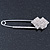 Clear Crystal Double Square Safety Pin Brooch In Rhodium Plating - 80mm L - view 5