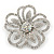 Statement Clear & AB Austrian Crystal Flower Brooch In Rhodium Plating - 40mm Diameter - view 4