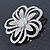 Statement Clear & AB Austrian Crystal Flower Brooch In Rhodium Plating - 40mm Diameter - view 3