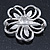 Statement Clear & AB Austrian Crystal Flower Brooch In Rhodium Plating - 40mm Diameter - view 5