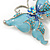 Sky Blue Enamel Crystal Butterfly Brooch In Rhodium Plating - 50mm W - view 3