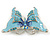 Sky Blue Enamel Crystal Butterfly Brooch In Rhodium Plating - 50mm W - view 5