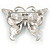 Sky Blue Enamel Crystal Butterfly Brooch In Rhodium Plating - 50mm W - view 6