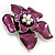Deep Purple Enamel Layered Flower Brooch In Silver Tone - 60mm L - view 3