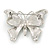 Black/ White Enamel Crystal Butterfly Brooch In Rhodium Plating - 50mm W - view 6