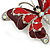 Burgundy/ Red Enamel Crystal Butterfly Brooch In Rhodium Plating - 50mm W - view 4