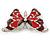 Burgundy/ Red Enamel Crystal Butterfly Brooch In Rhodium Plating - 50mm W - view 5