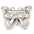 Burgundy/ Red Enamel Crystal Butterfly Brooch In Rhodium Plating - 50mm W - view 6
