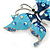 Sky & Royal Blue Enamel Crystal Butterfly Brooch In Rhodium Plating - 55mm W - view 4
