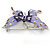 Purple & Violet Enamel Crystal Butterfly Brooch In Rhodium Plating - 55mm W - view 5