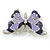 Lilac/ Purple Enamel Crystal Butterfly Brooch In Rhodium Plating - 50mm W - view 5