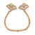 Clear Crystal Lips Collar Chain Pin Brooch In Gold Plated Metal - view 2