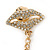 Clear Crystal Lips Collar Chain Pin Brooch In Gold Plated Metal - view 4