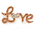 Citrine/ AB Crystal 'Love' Brooch In Rose Gold Tone - 50mm L - view 5