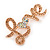 Citrine/ AB Crystal 'Love' Brooch In Rose Gold Tone - 50mm L - view 4