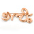 Citrine/ AB Crystal 'Love' Brooch In Rose Gold Tone - 50mm L - view 3